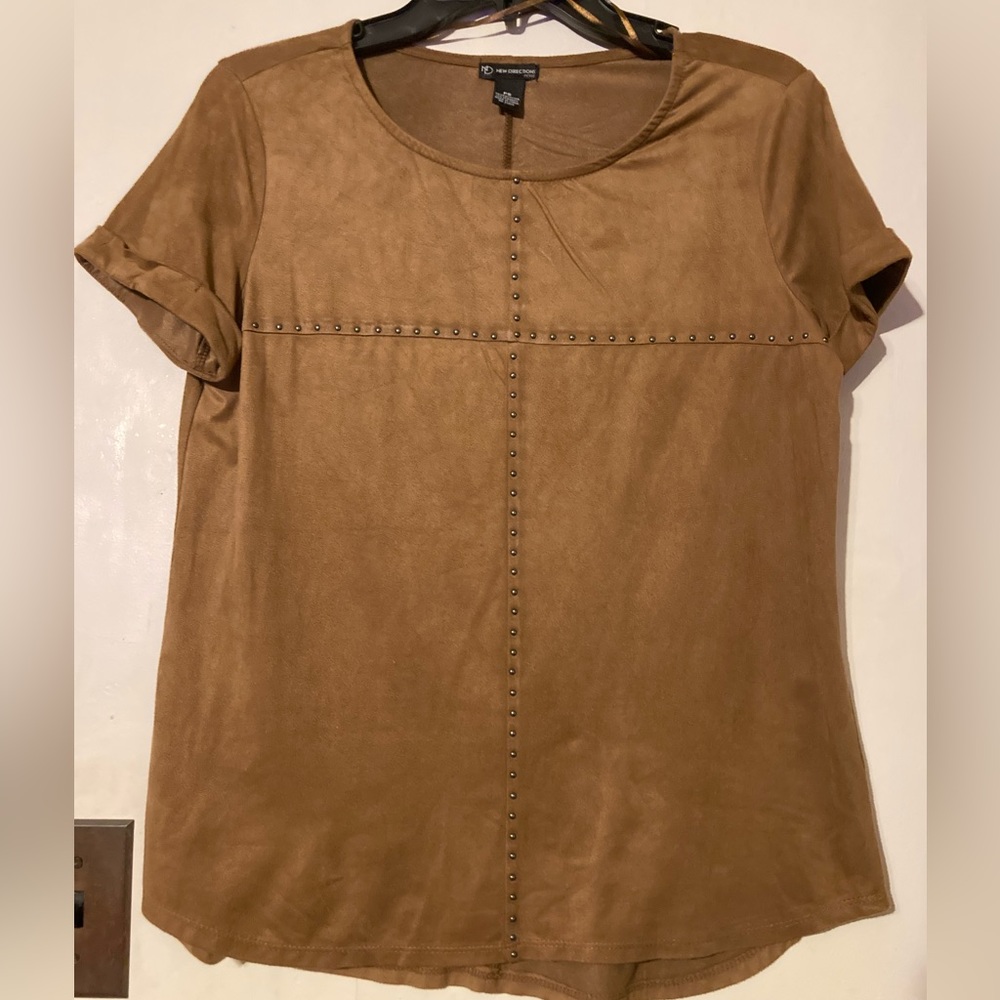 NWT New Directions Studded Brown Top, Size PS